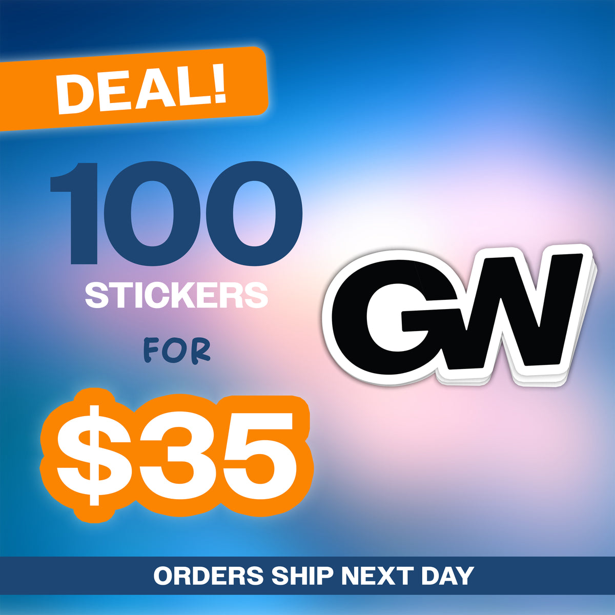 100 3" Stickers for $35