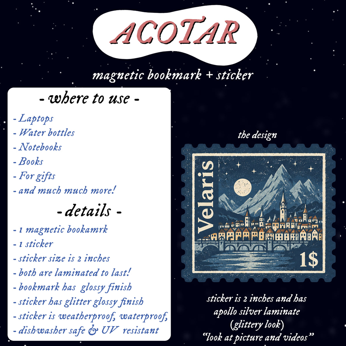 ACOTAR Magnetic Bookmark + Sticker