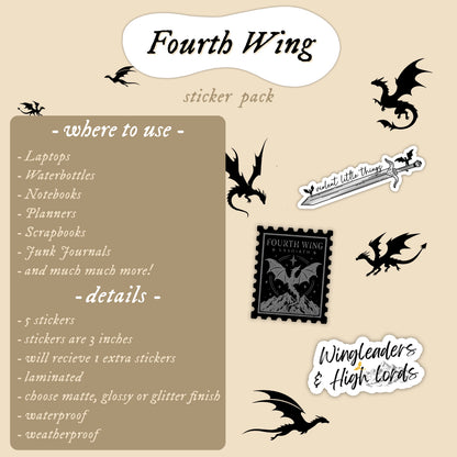 Fourth Wing Sticker Pack