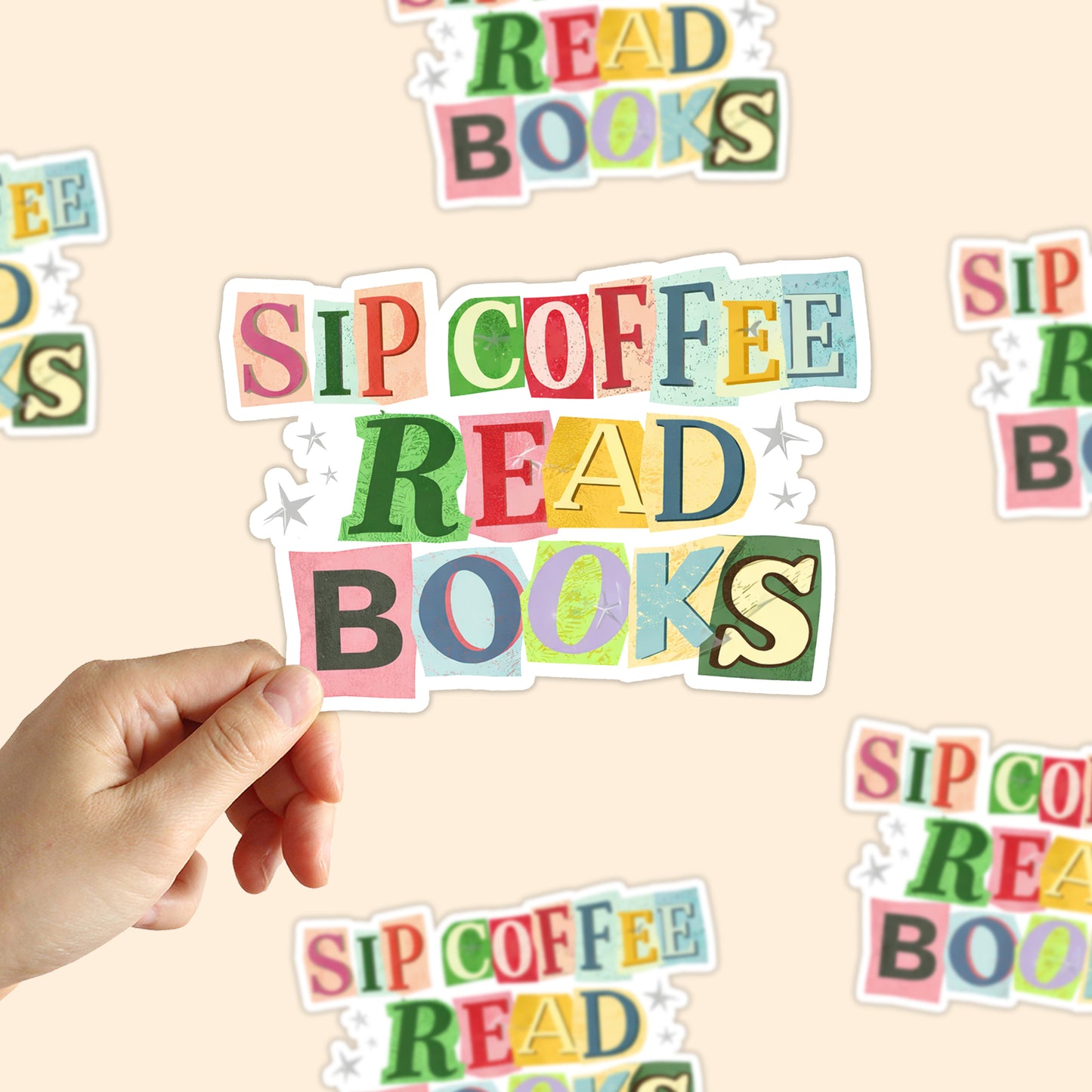Sip Coffee Read Books Sticker