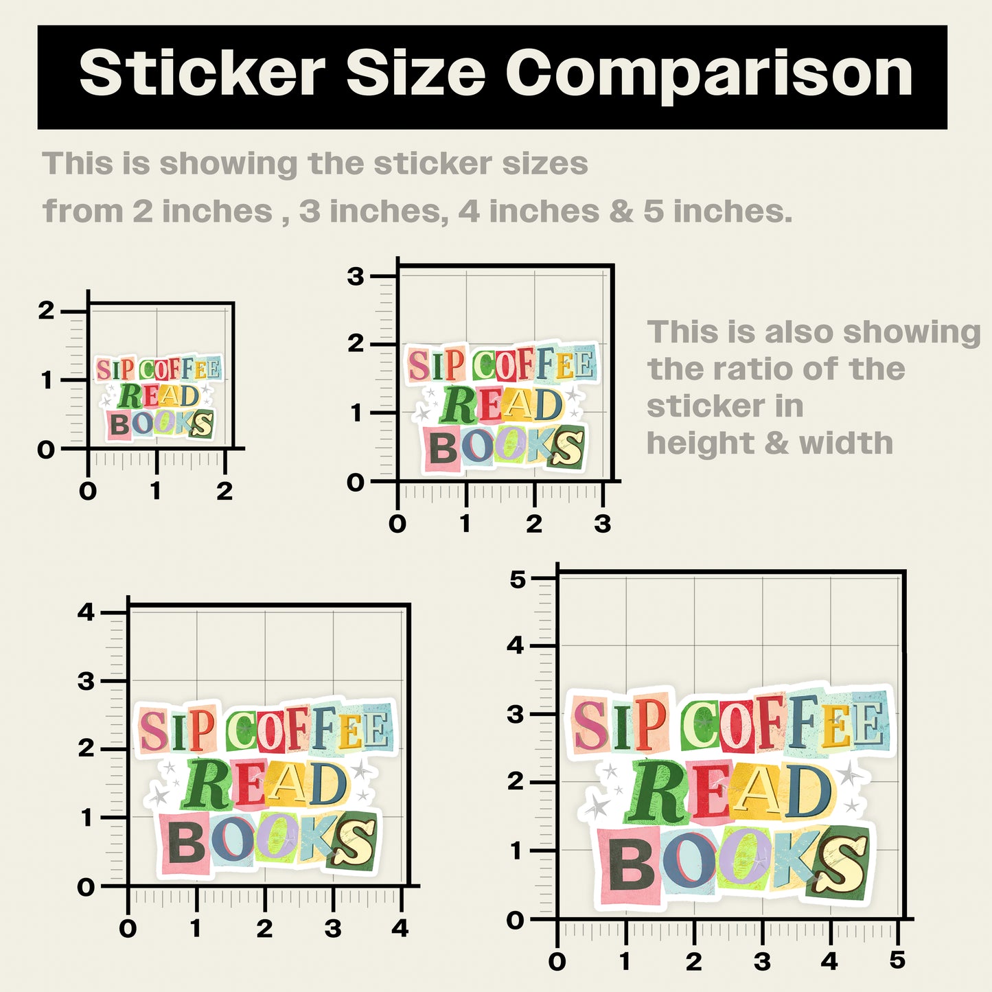 Sip Coffee Read Books Sticker