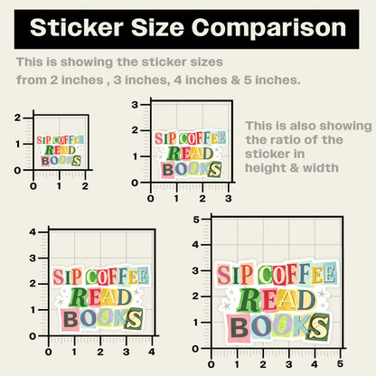 Sip Coffee Read Books Sticker