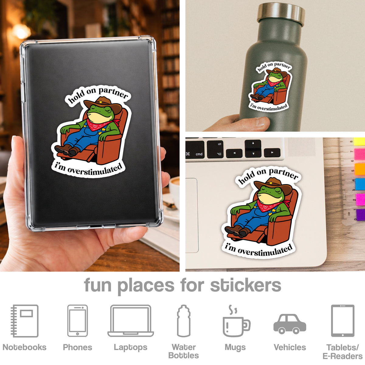 Hold On Partner I'm Overstimulated Sticker