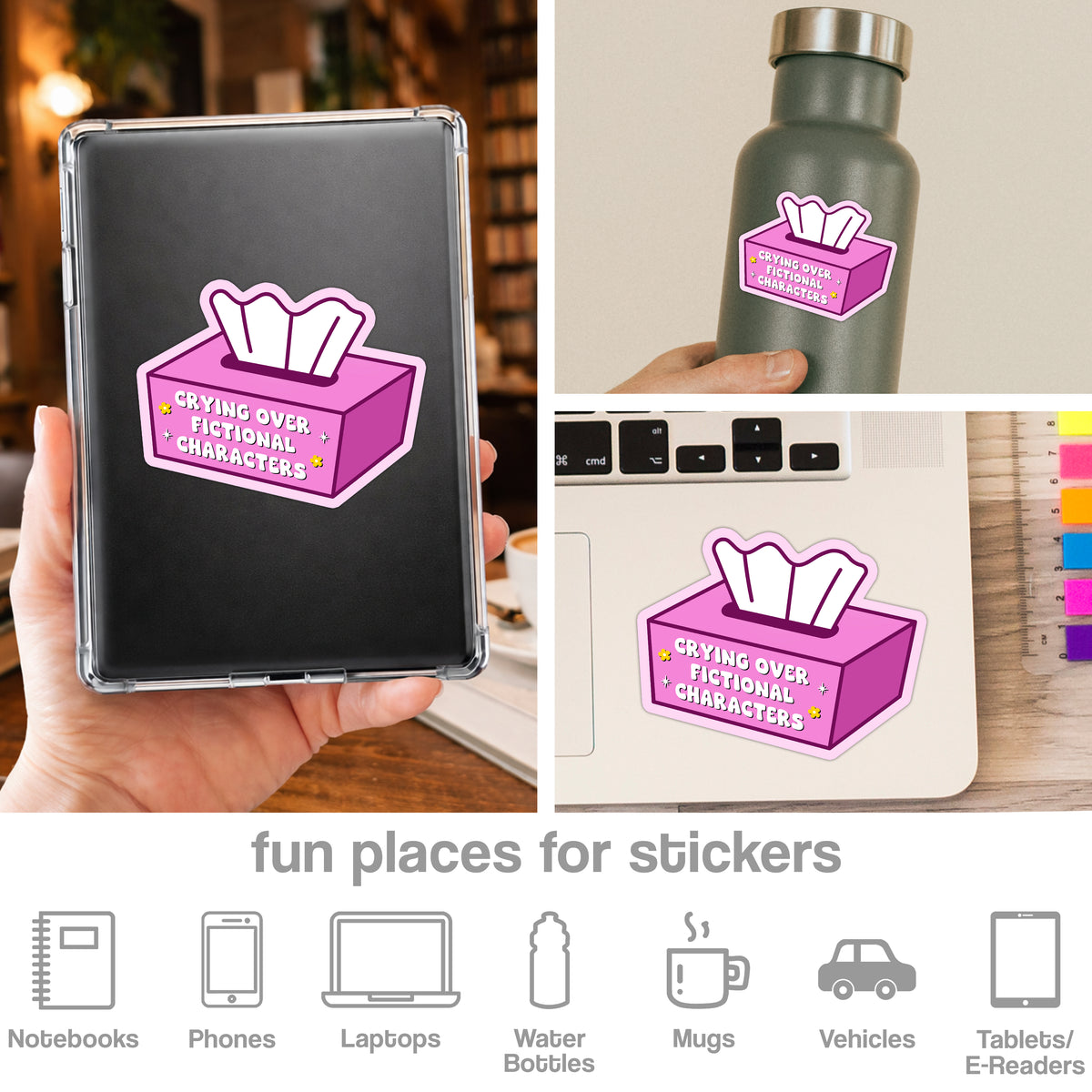 Crying Over Fictional Characters Sticker